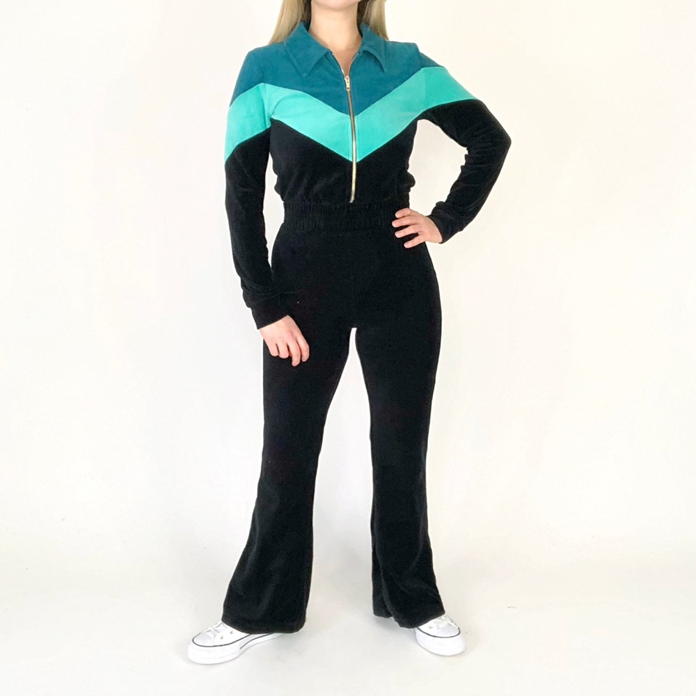 Wildfox Kenna colorblock black flare leg jumsuit